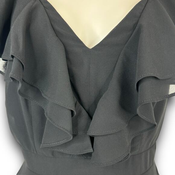 Lulus Little Black Ruffle Mini Dress Flutter Sleeves Vneckline Sleeveless XS - Picture 4 of 10